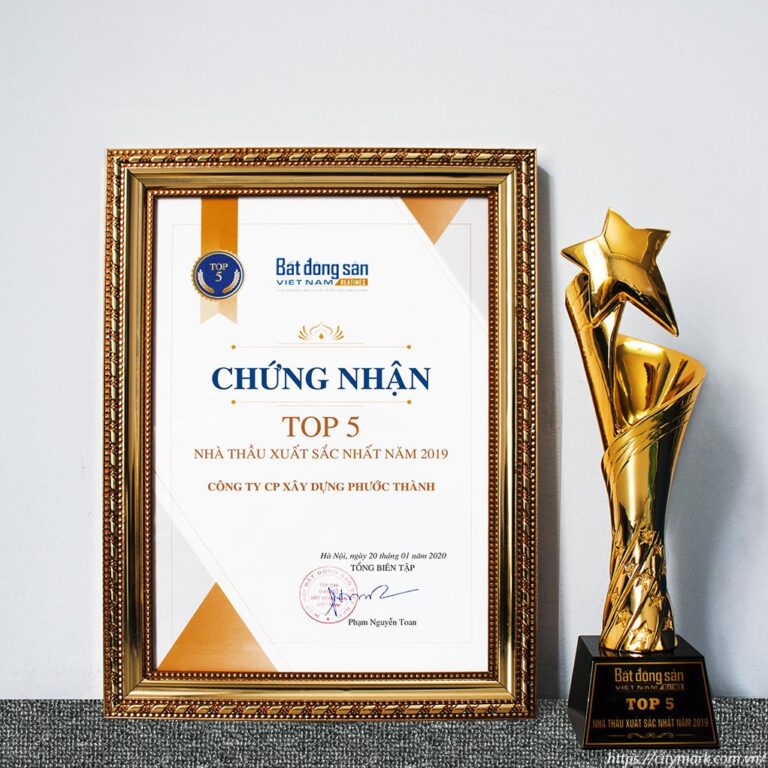 Chứng Nhận Top 5 Nhà Thầu Xuất Sắc Nhất Năm 2019