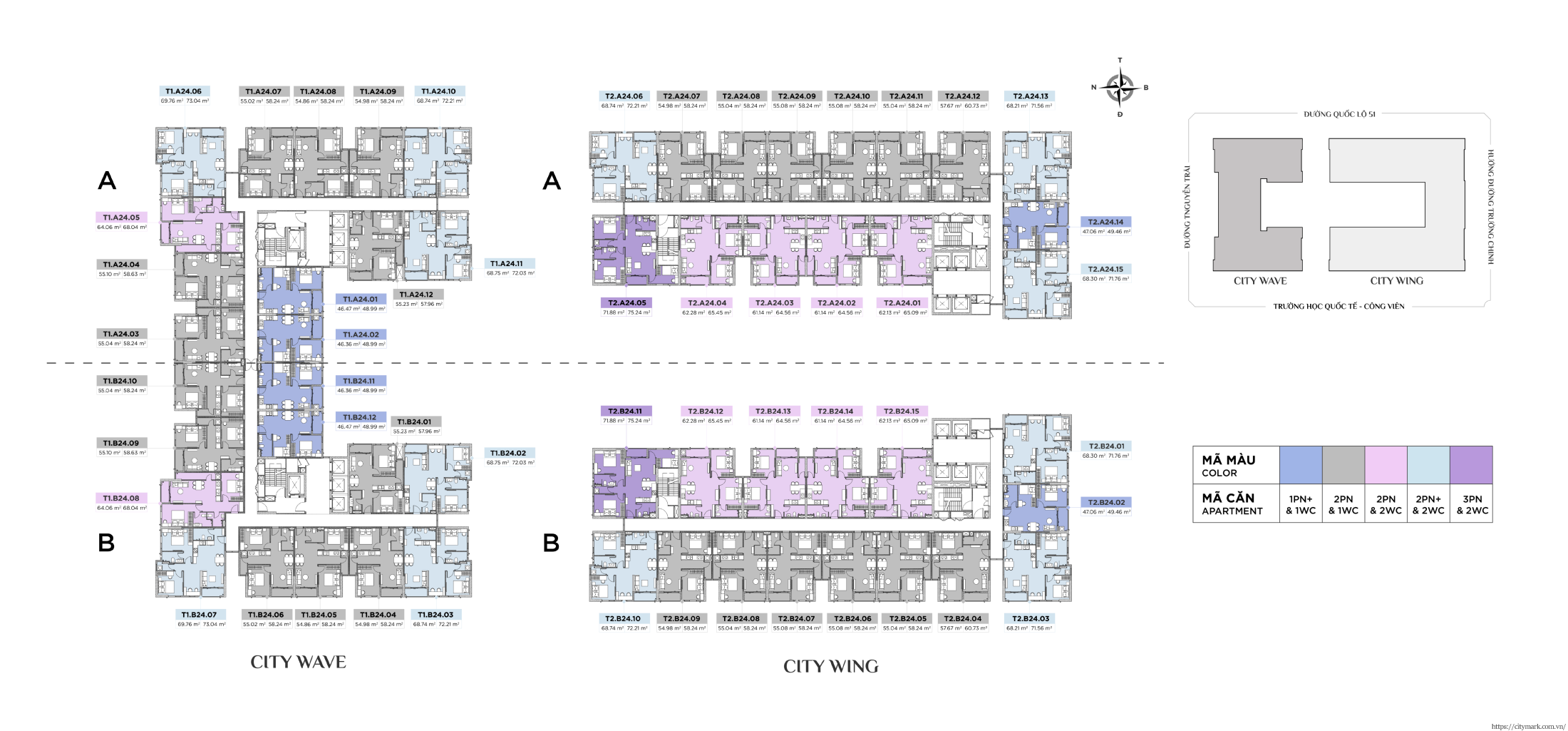 Mặt bằng Citymark Residence tổng thể thiết kế của 2 tòa tháp