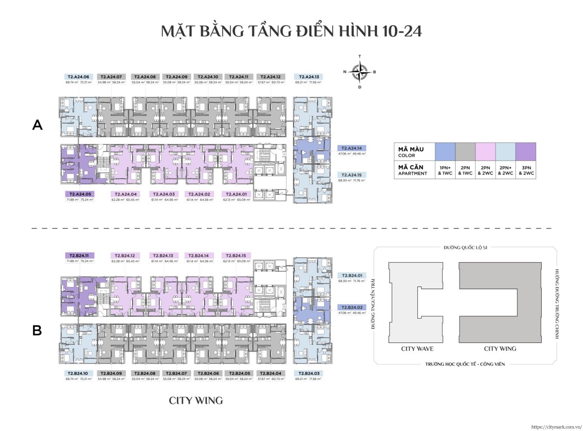 Mặt bằng Citymark Residence - Tháp CityWing tầng 10-24