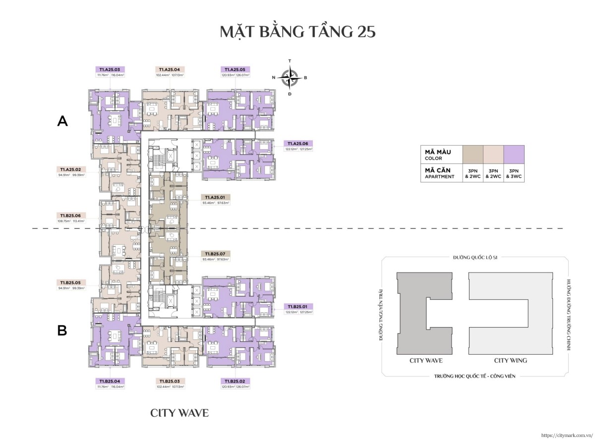 Mặt bằng Citymark Residence - Tháp CityWave tầng 25