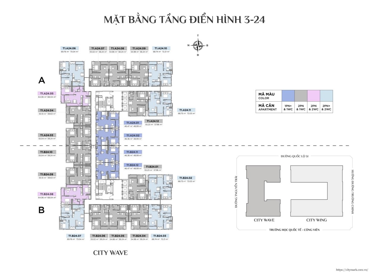 Mặt Bằng Citymark Residence - Tháp CityWave tầng 3 - 24