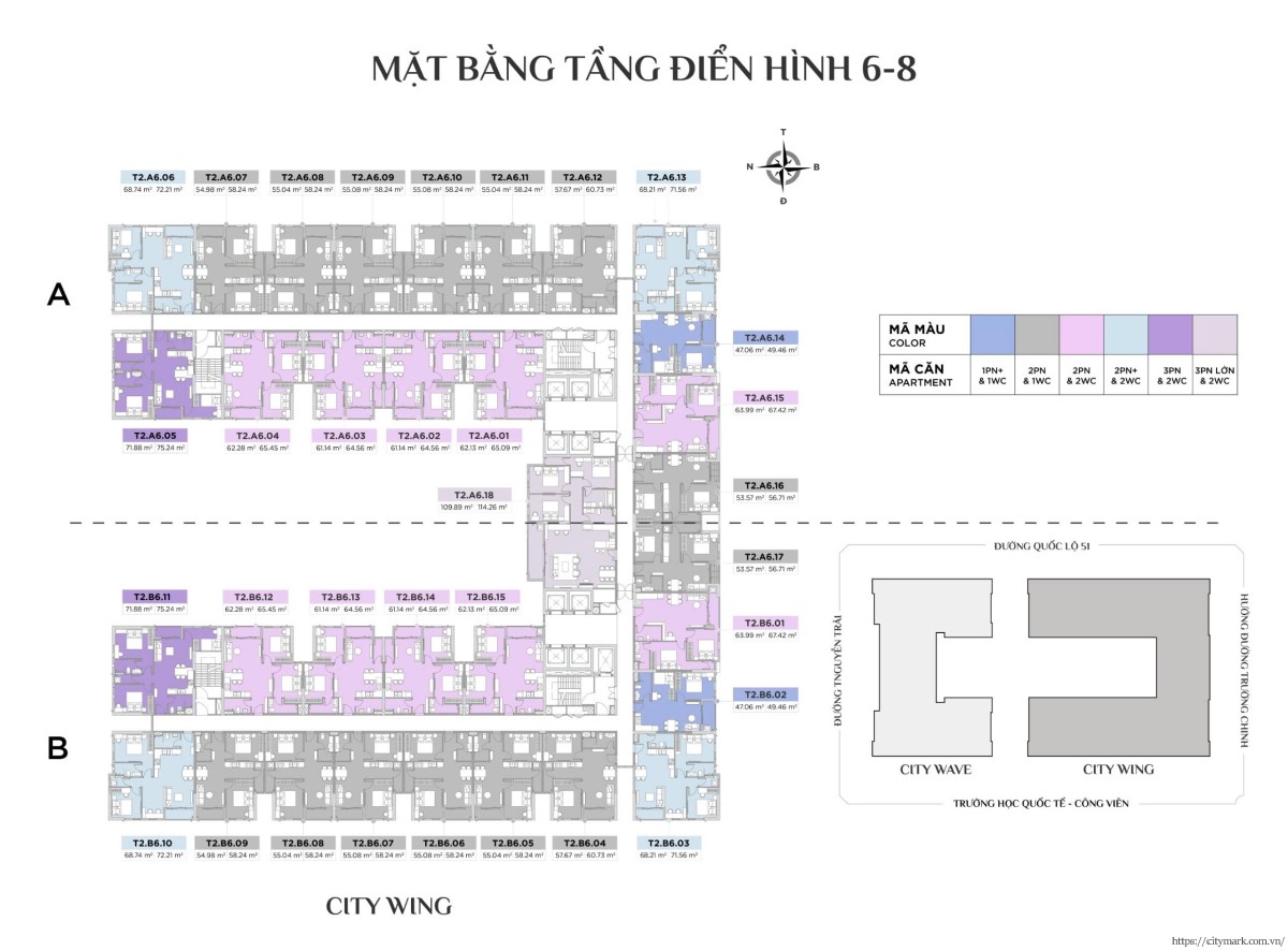 Mặt bằng Citymark Residence - Tháp CityWing tầng 6-8