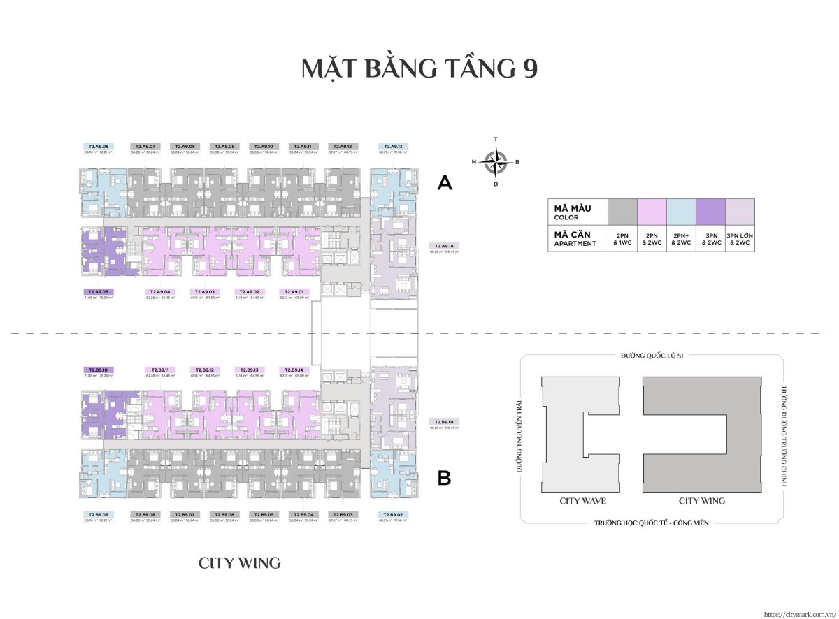 Mặt bằng Citymark Residence - Tháp CityWing tầng 9