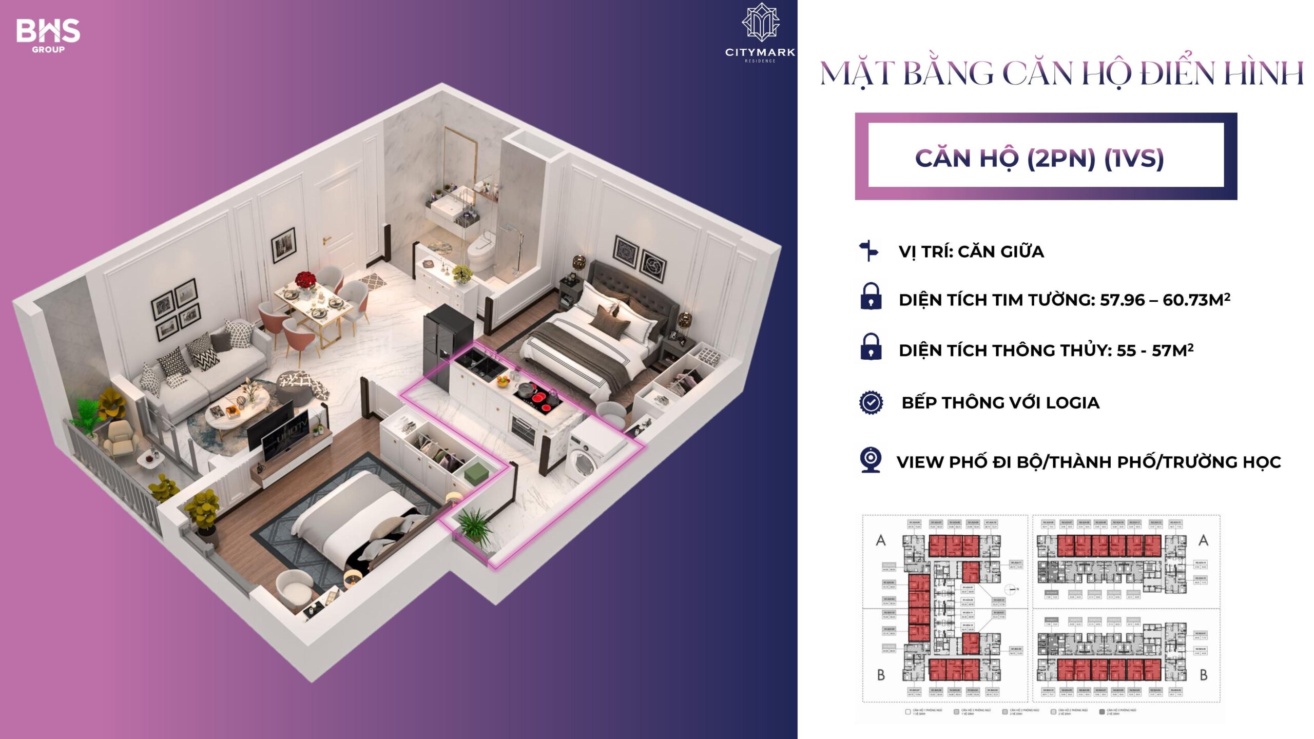 Thiết Kế Citymark Residence Căn 2pn 1wc