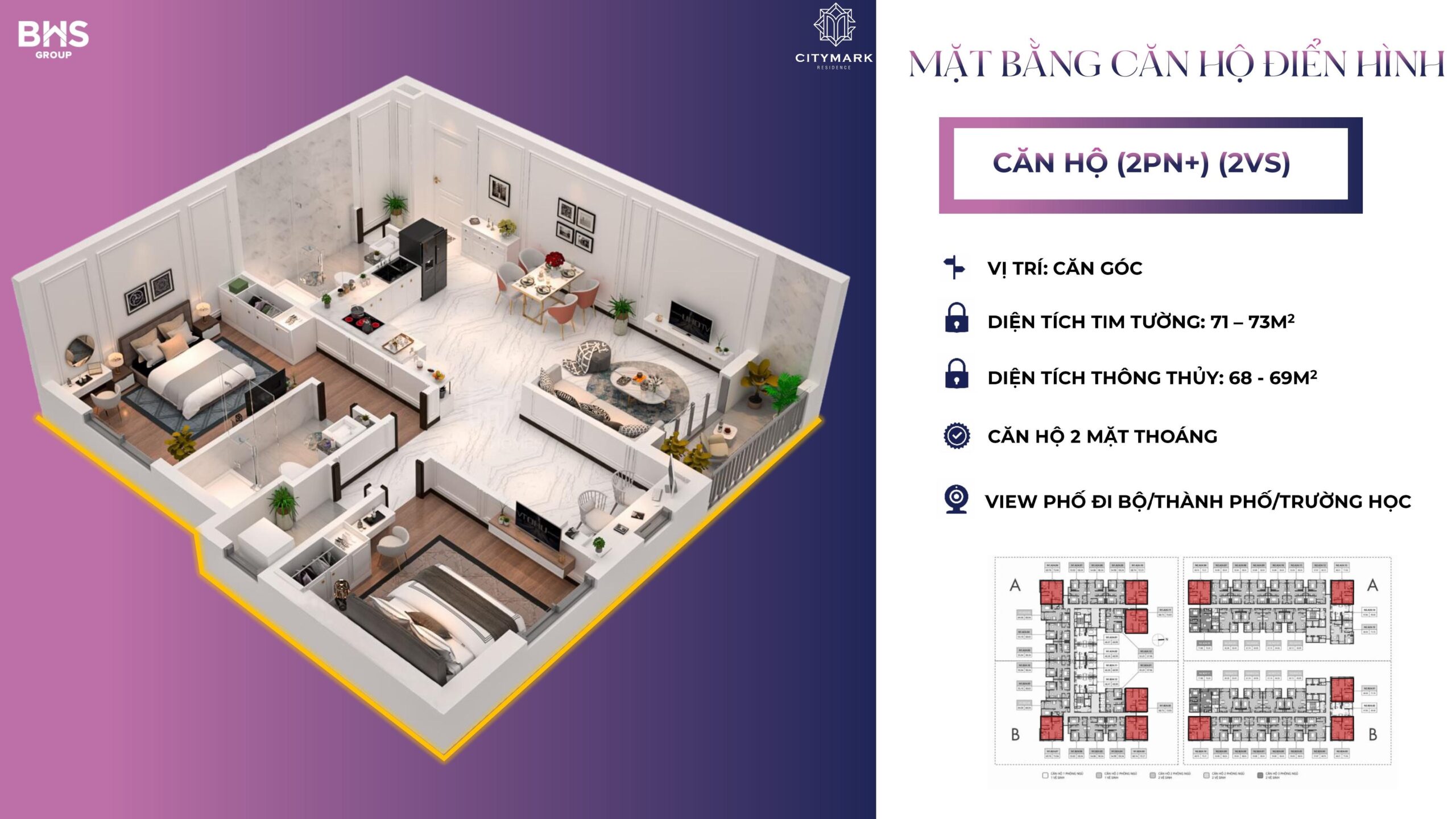 Thiết Kế Citymark Residence Căn 2pn 2wc (góc)