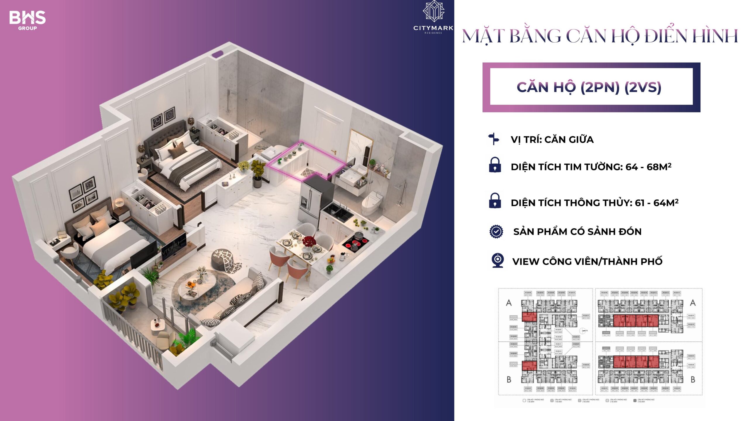 Thiết Kế Citymark Residence Căn 2pn 2wc