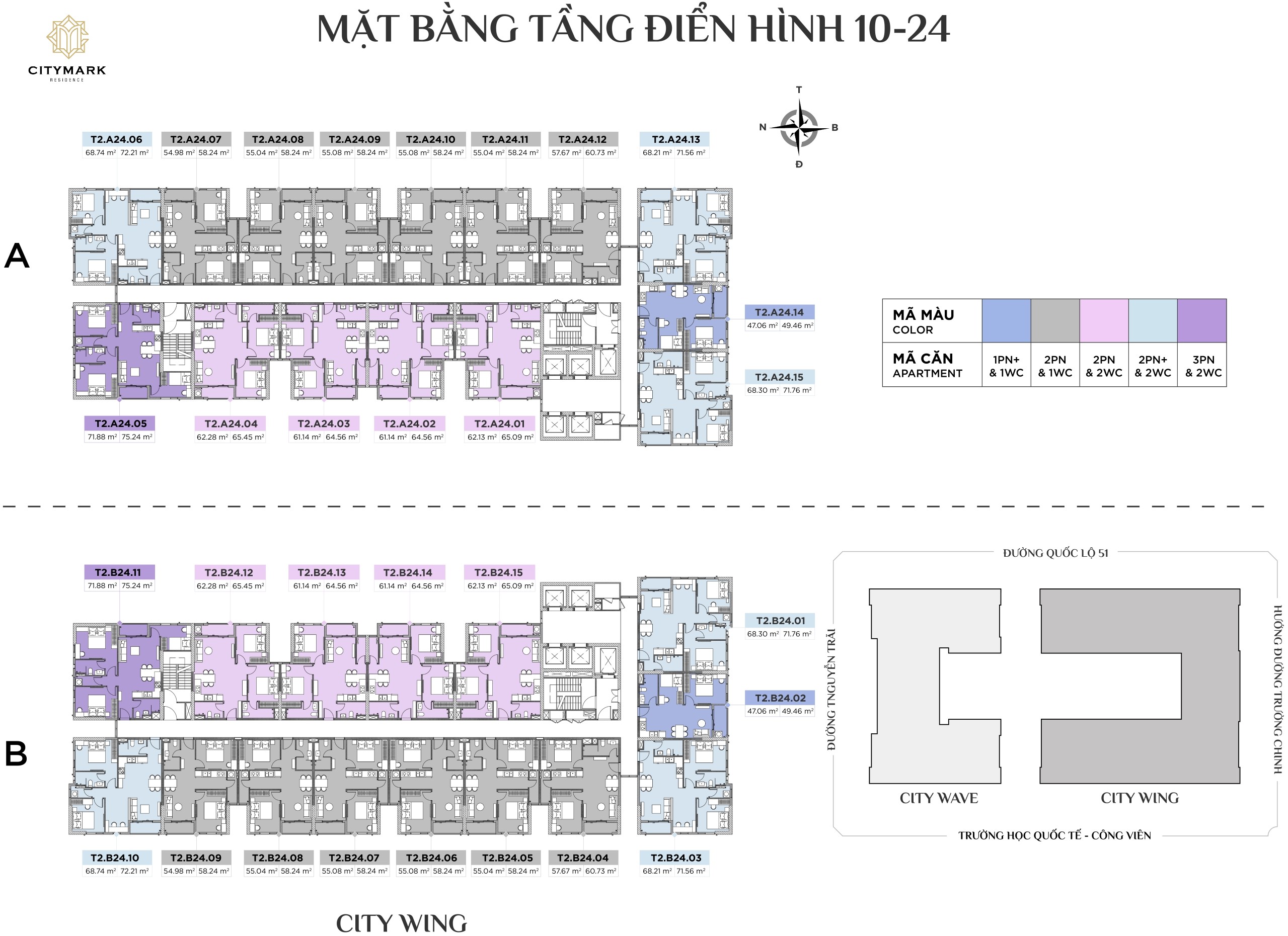 Mặt Bằng CityMark Residence Tháp Citywing Tầng 10-24