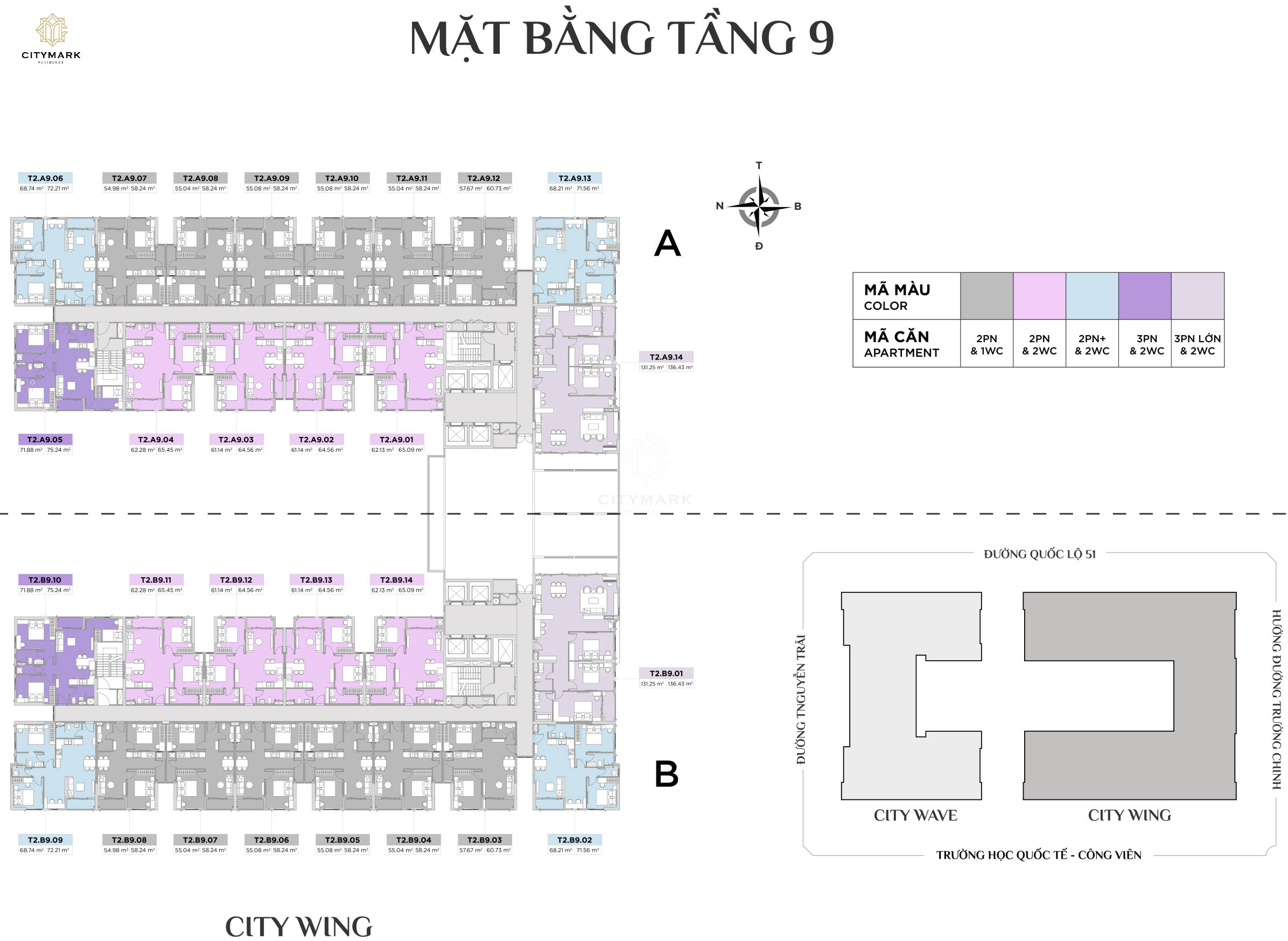 Mặt Bằng CityMark Residence Tháp Citywing Tầng 9